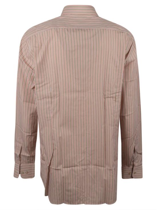  에트로 긴팔 셔츠 로고 자수 스트라이프 - ETRO