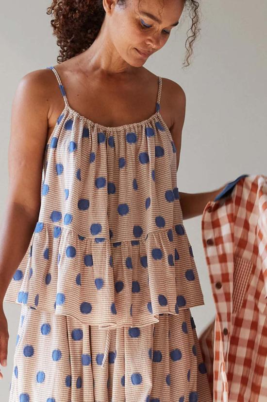  카론 칼라한 민소매 티셔츠 캐론 캘러핸 아스터 탑 코스트 클립 도트