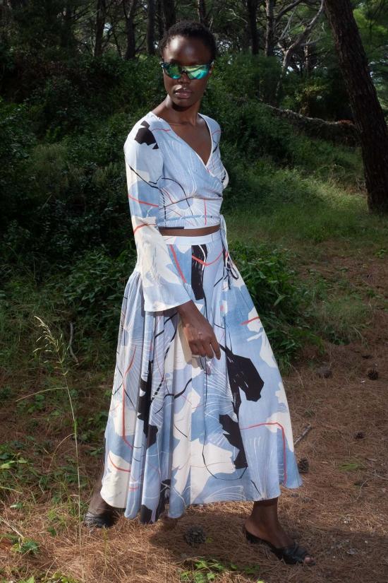  Untitled in Motion 롱 스커트 제목 없음 움직이는 브리즈 스커트 잉크 꽃 - OTHER BRANDS