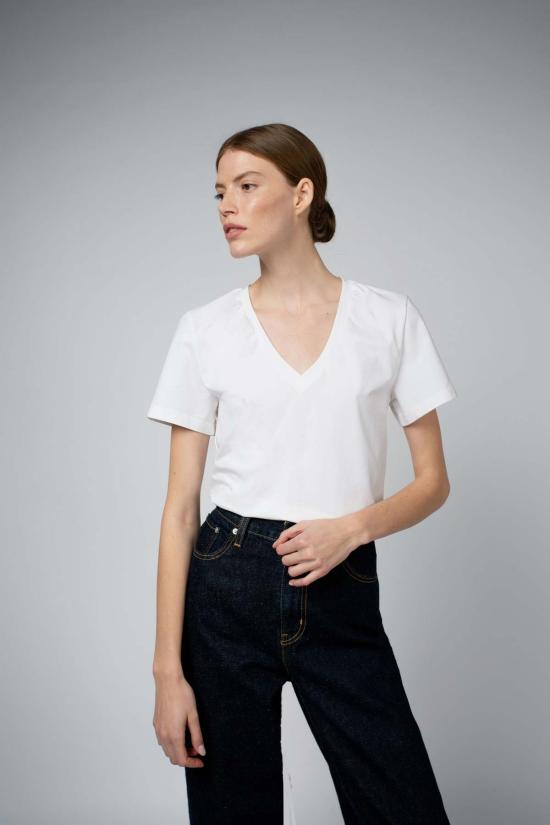  Santicler 반팔 티셔츠 산티클러 마그다 오가닉 코튼 번들 브이넥 티셔츠 블랙/화이트