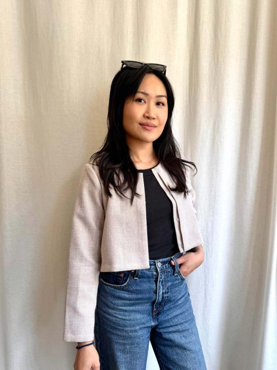  카렘 가디건 Kaarem Scales 긴 소매 크롭  베이지 참깨 - KAAREM