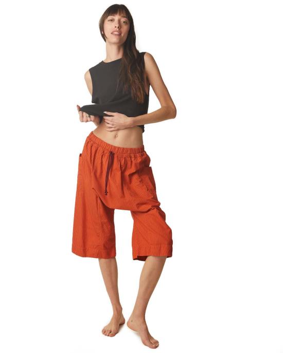  론 크롭 팬츠 Lwn Ory 팬츠 플레임 섀도우 스트라이프 - LWN