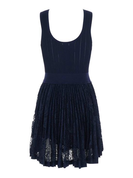  조나단 심카이 숏 원피스 테크 패브릭 신축성 허리 레이스 스커트 드레스 블루