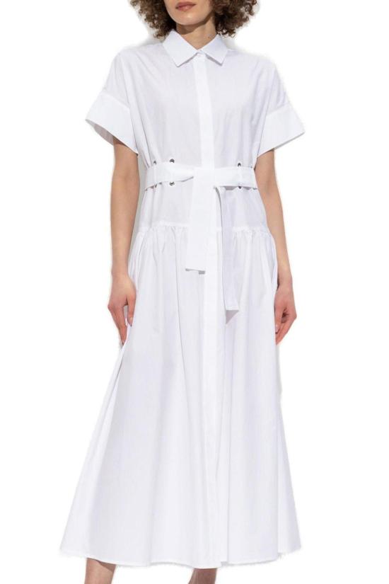  막스마라 미디 원피스 막스 마라 아고라이오 벨티드 반팔 미디 드레스 화이트 - MAX MARA