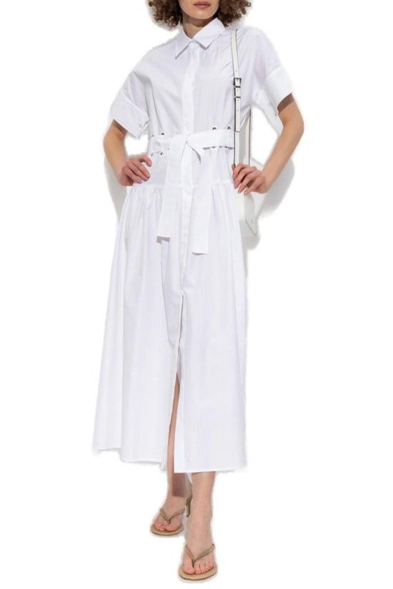  막스마라 미디 원피스 막스 마라 아고라이오 벨티드 반팔 미디 드레스 화이트 - MAX MARA