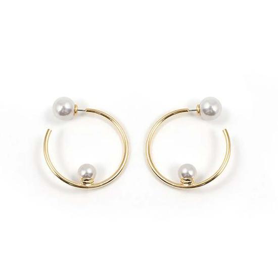  주미 림 이어링 스몰 블레이크 후프 골드/화이트