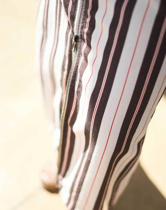  노블 미디 스커트 유틸리티 스커트 스트라이프 - NOBLE