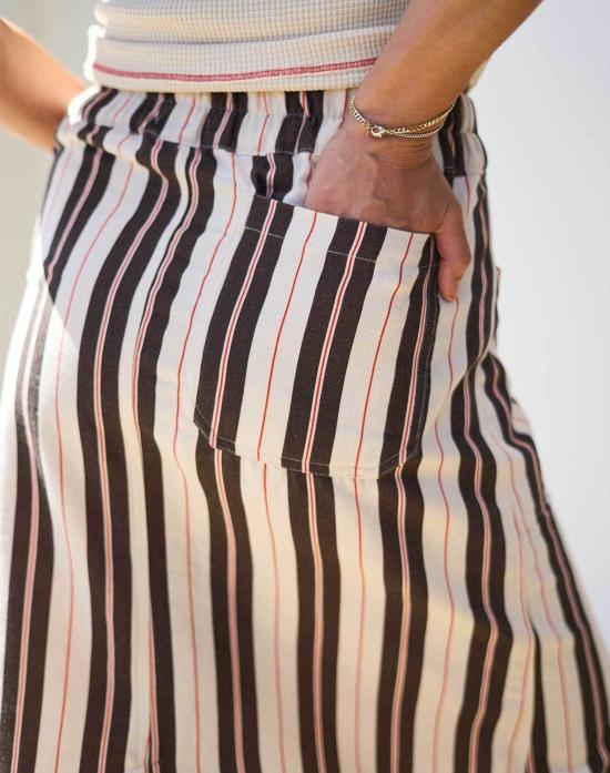  노블 미디 스커트 유틸리티 스커트 스트라이프 - NOBLE