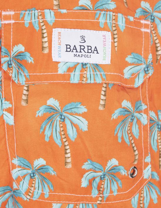  발바 숏팬츠 바르바 나폴리 오렌지색 야자수 무늬 수영 반바지 - BARBA