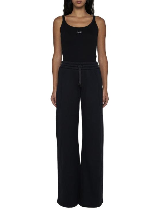  오프화이트 민소매 티셔츠 로고 골지 니트 코튼 탱크탑 블랙 화이트 - OFF WHITE