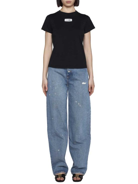  MM6 메종마르지엘라 반팔 티셔츠 Mm6 메종 마르지엘라 티셔츠 블랙 - MM6 MAISON MARGIELA