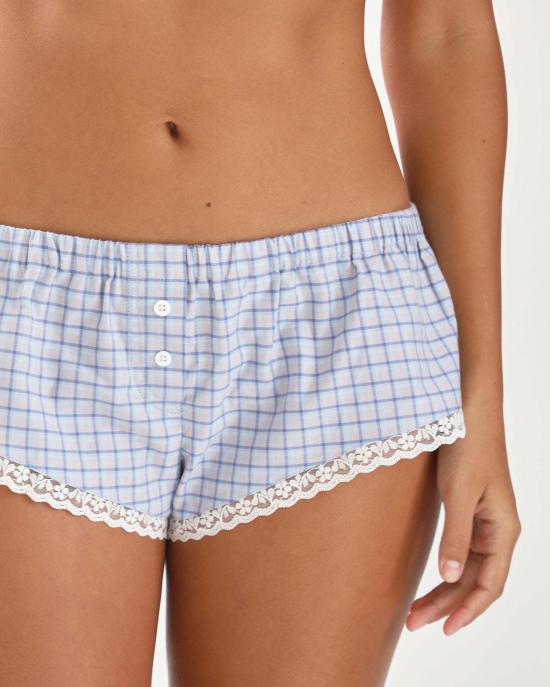  쿠쿠 인티메이트 숏팬츠 쿠쿠 인티메이츠 더 박셋 복서 쇼츠 블루 체크 - COU COU INTIMATES