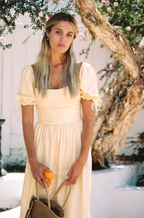  메릿 찰스 롱 원피스 캐니언 실크 드레스 소프트 옐로우 - MERRITT CHARLES