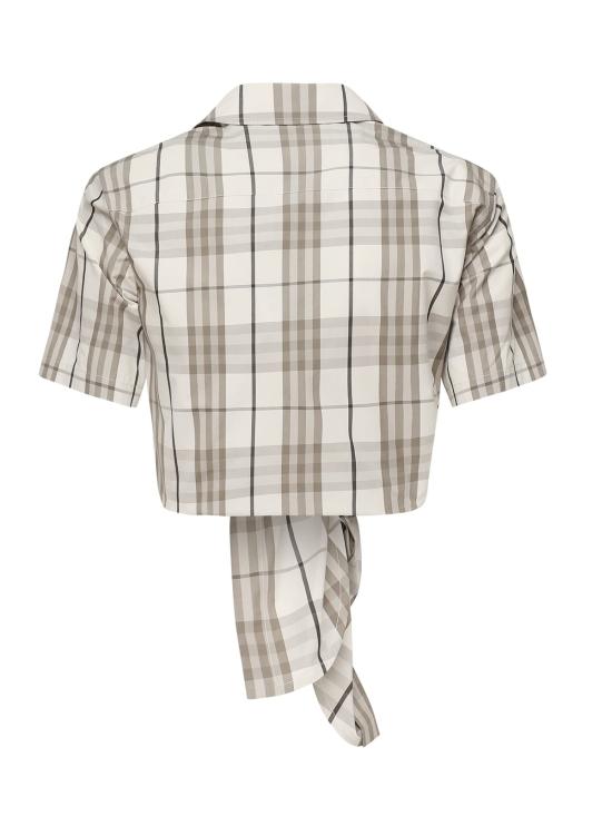  버버리 블라우스 체크 코튼 크롭 셔츠 베이지 - BURBERRY