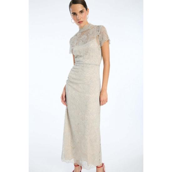  로테이트 바이 크리스텐슨 롱 원피스 로테이트 비르거 크리스텐센 레이스 롱 미디 드레스 알로이(라이트 그레이) - ROTATE BY BIRGERCHRISTENSEN