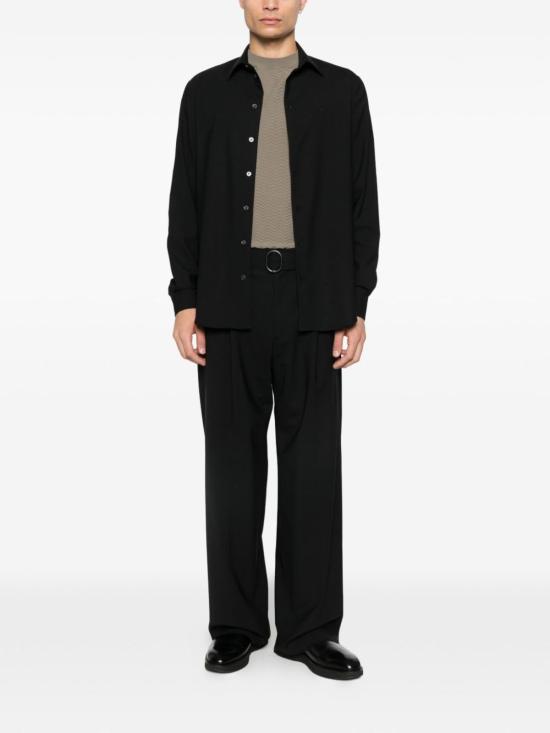  엠포리오 아르마니 긴팔 셔츠 울 셔츠 블랙 - EMPORIO ARMANI