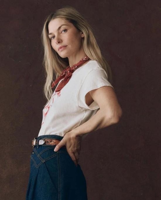  더 그레이트 반팔 티셔츠 . 박시 크루 로데오 스타 티셔츠 - THE GREAT