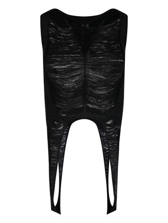  릭 오웬스 민소매 티셔츠 버진 울 크롭 블랙