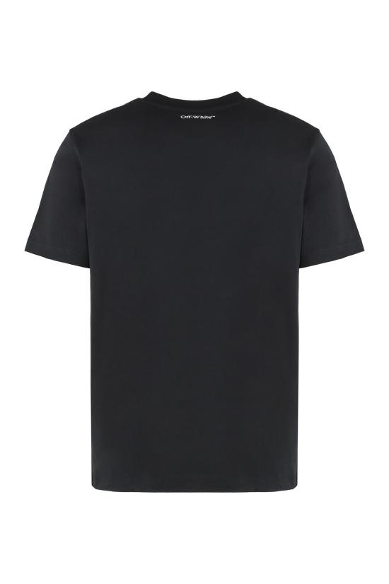  오프화이트 반팔 티셔츠 코튼 크루넥 티셔츠 블랙 - OFF WHITE