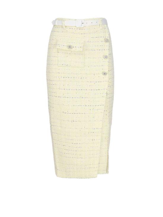  셀프 포트레이트 미디 스커트 부클레 옐로우 컬러의