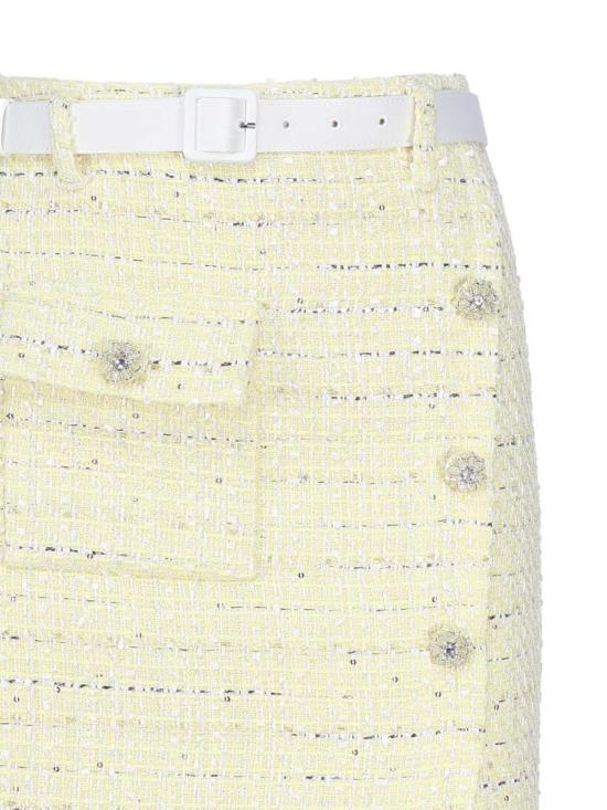  셀프 포트레이트 미디 스커트 부클레 옐로우 컬러의 - SELF PORTRAIT