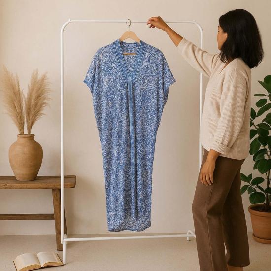  카시 코옵 롱 원피스 Kasih Coop 핸드 염색 바틱 카프탄 드레스 - KASIH COOP