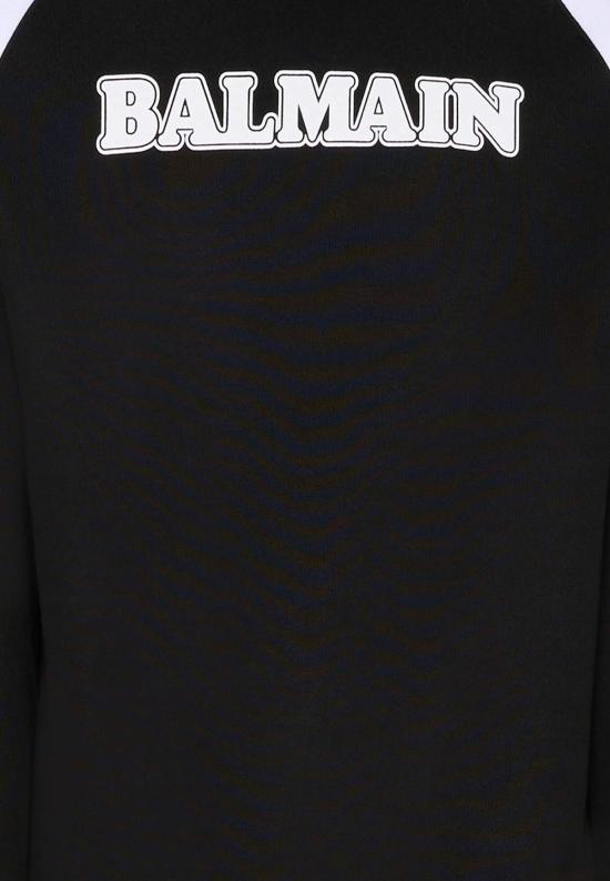  [키즈] 발망 풀오버 아동용 블랙 스웨트셔츠 (로고 포함) - BALMAIN