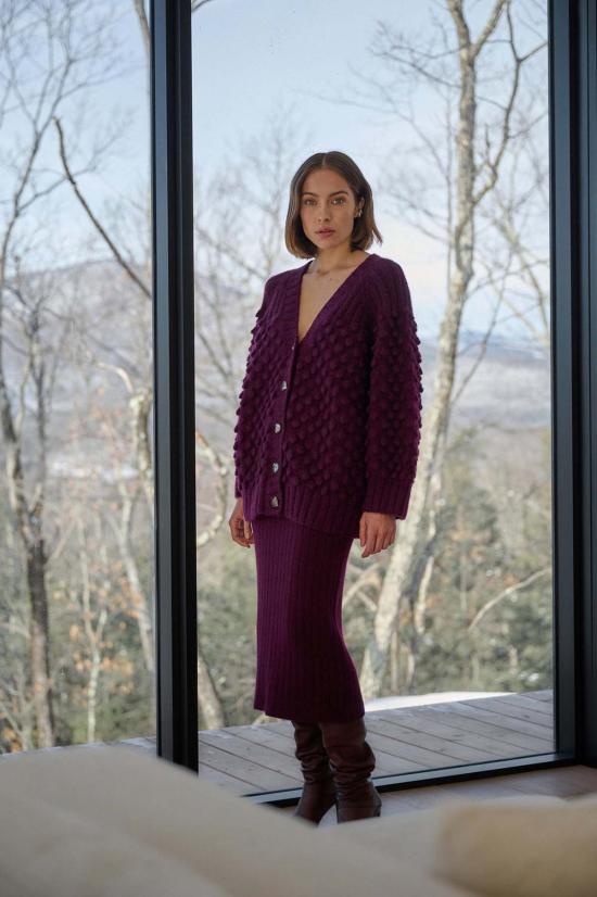  일레븐 식스 미디 스커트 피아 튜브 스커트 오트밀 멜란지 - ELEVEN SIX