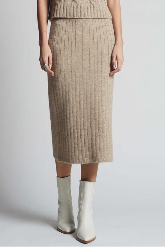  일레븐 식스 미디 스커트 피아 튜브 스커트 오트밀 멜란지 - ELEVEN SIX