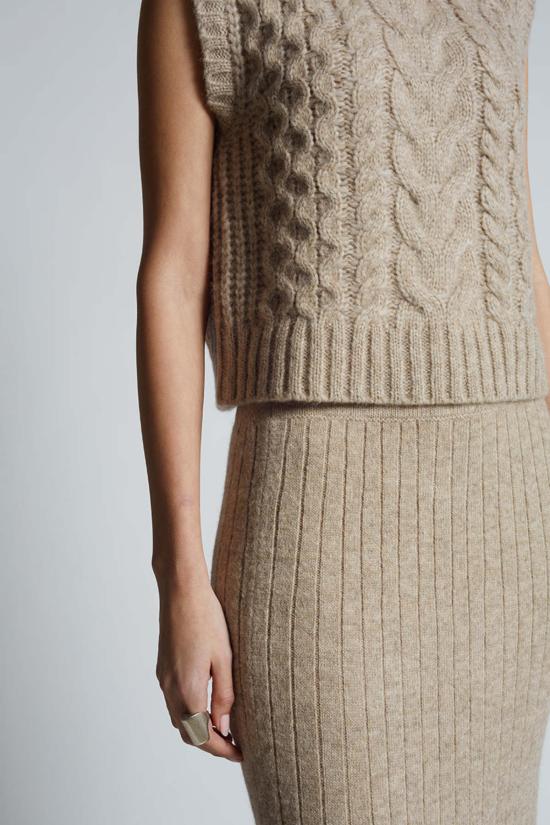  일레븐 식스 미디 스커트 피아 튜브 스커트 오트밀 멜란지 - ELEVEN SIX