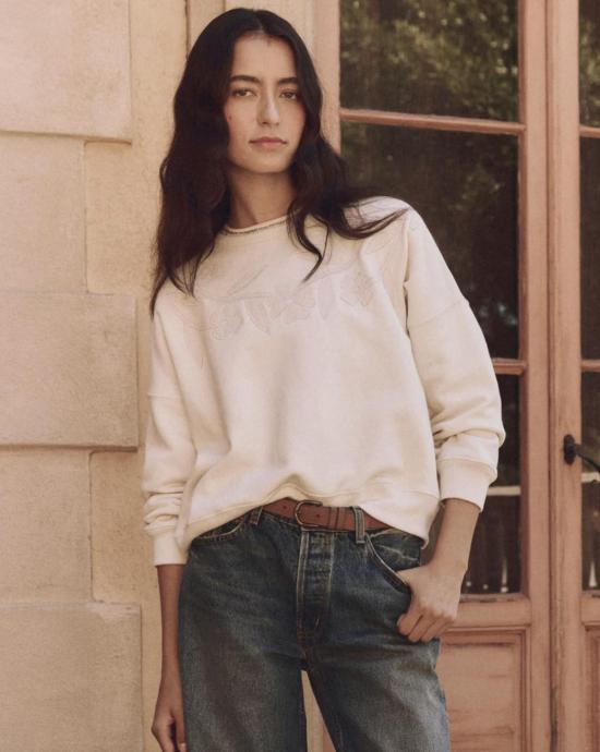  더 그레이트 스웨터 멋진 꽃무늬 아플리케 팀메이트 스웨트셔츠