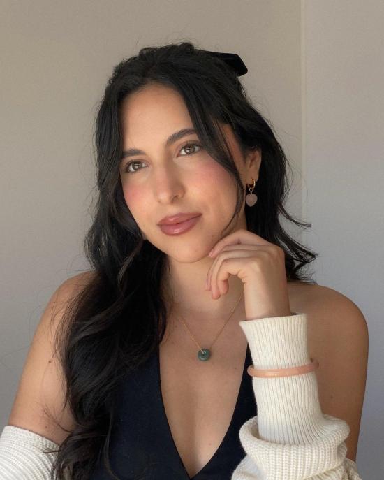  세레 팔찌 블러쉬 스키니 라운드 제이드 스톤 브레이슬릿 핑크 - SEREE