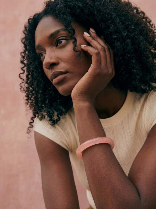  세레 팔찌 블러쉬 스키니 라운드 제이드 스톤 브레이슬릿 핑크 - SEREE