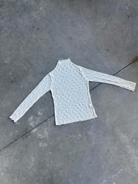  메리 로 긴팔 티셔츠 플라워 링크스 메쉬 탑 화이트/브라운/블랙/시트론 - MARY LO