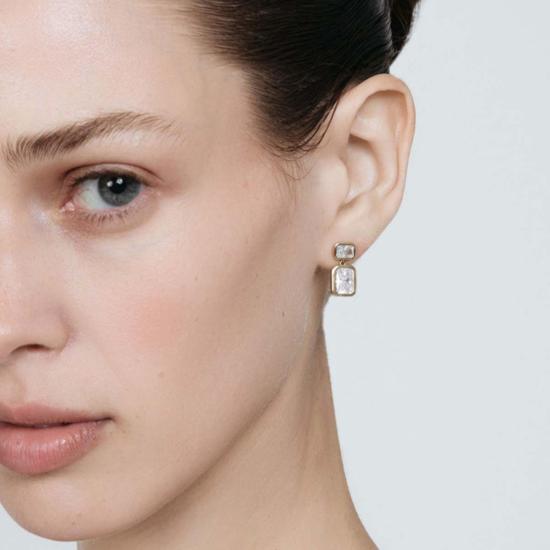  샤시 이어링 에메랄드 바게트 드롭