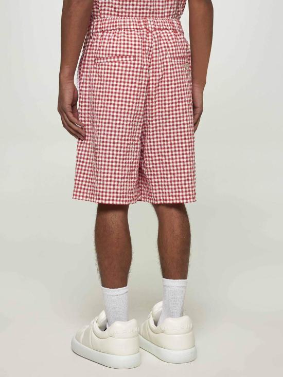  마르니 숏팬츠 체크 시어서커 버뮤다 쇼츠 레드 - MARNI