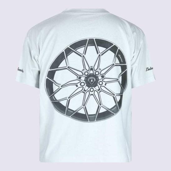  발렌시아가 반팔 티셔츠 화이트 코튼 티셔츠 더티 화이트 - BALENCIAGA