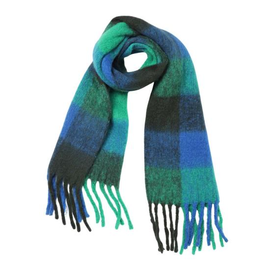  Vismaya 머플러/스카프 비스마야 브러시드 체크 프린트 스카프 블루 그린