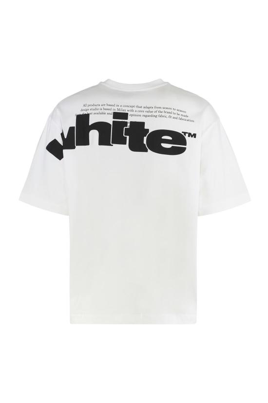  오프화이트 탑 코튼 크루넥 티셔츠 화이트 - OFF WHITE