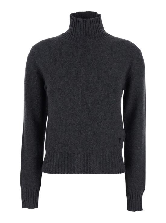  아미 터틀넥 알렉상드르 마티우시 캐시미어 그레이 색상 골지 트리밍  스웨터