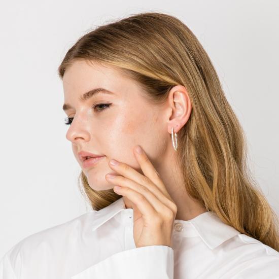  제니스 사빗 이어링 재니스 새빗 타원형 후프 크리스탈 귀걸이 골드 - JANIS SAVITT