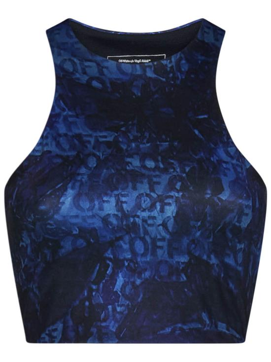  오프화이트 민소매 티셔츠 탑 탱크탑 블루