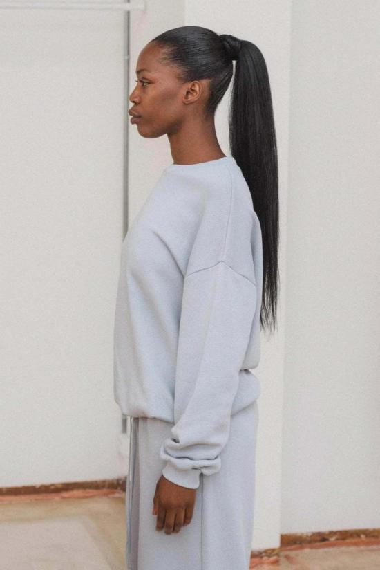  베이스레인지 스웨터 림 스웨트셔츠 화이트스톤 블루 - BASERANGE