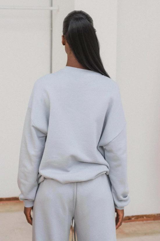  베이스레인지 스웨터 림 스웨트셔츠 화이트스톤 블루 - BASERANGE