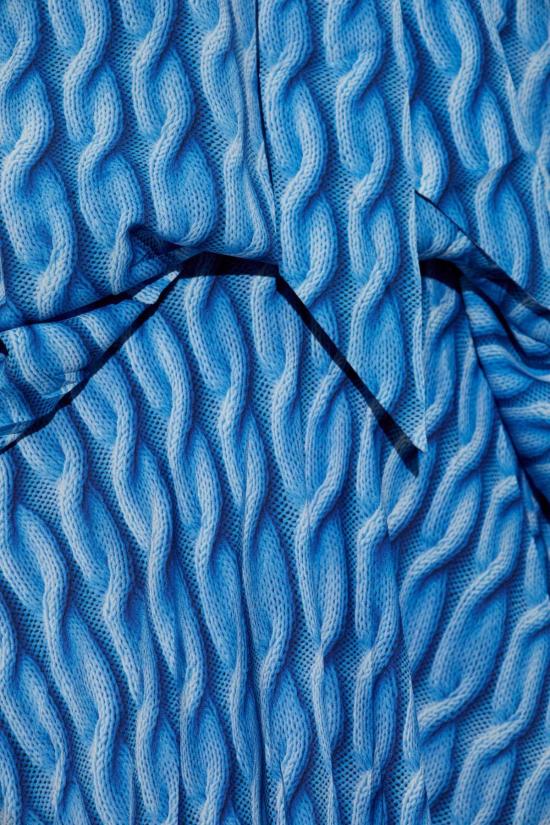  발렌시아가 미디 원피스 프린트 드레스 블루 - BALENCIAGA