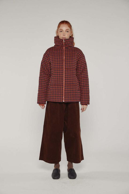  아멘테 봄버 자켓 퍼프 깅엄 재킷 브릭/블랙 - AMENTE