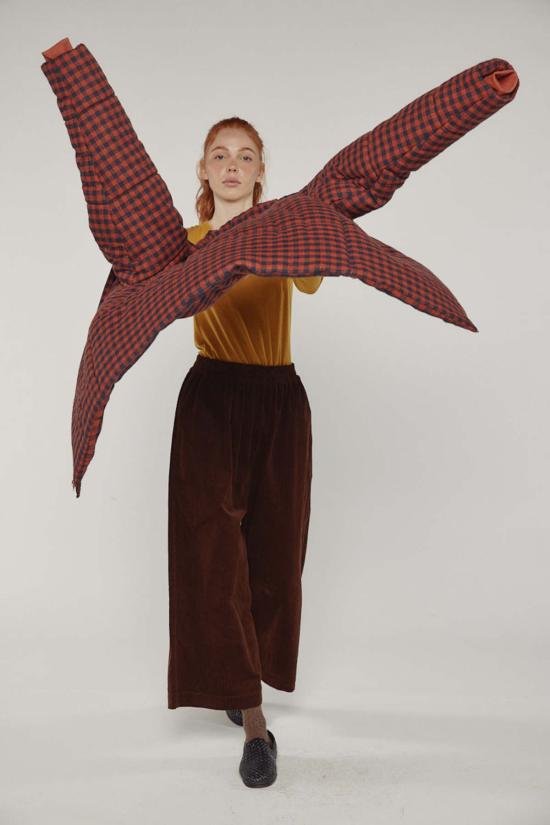  아멘테 봄버 자켓 퍼프 깅엄 재킷 브릭/블랙 - AMENTE