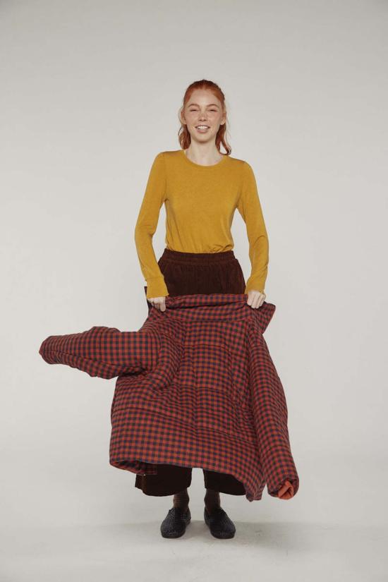  아멘테 봄버 자켓 퍼프 깅엄 재킷 브릭/블랙 - AMENTE