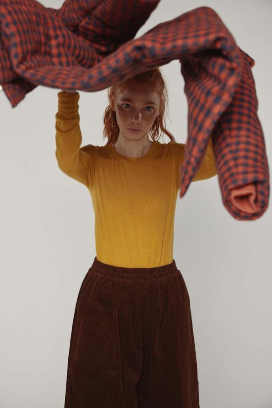  아멘테 봄버 자켓 퍼프 깅엄 재킷 브릭/블랙 - AMENTE