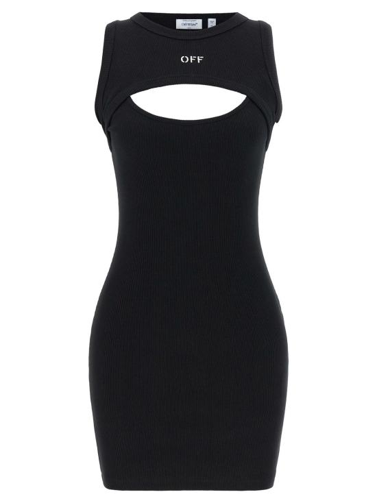  오프화이트 숏 원피스 오프 화이트 오프 스탬프 드레스 화이트/블랙